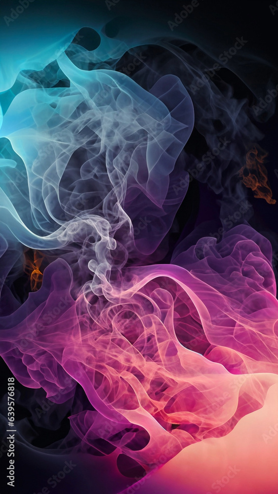 Color smoke abstract background. Cold and hot contrast. Defocused blue red contrast. Vapor floating cloud texture. Generative AI Color smoke abstract background. Cold and hot contrast. Defocused blue red contrast. Vapor floating cloud texture. Generative AI
