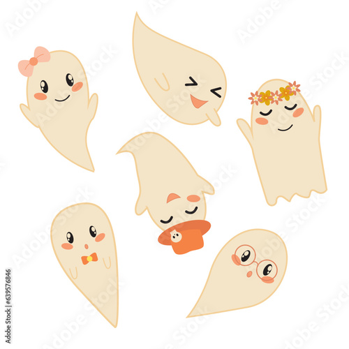 set of funny Ghost cartoon for Halloween 