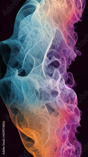 Color smoke abstract background. Cold and hot contrast. Defocused blue red contrast. Vapor floating cloud texture. Generative AI