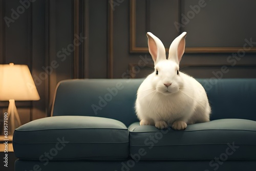 white rabbit on the couch