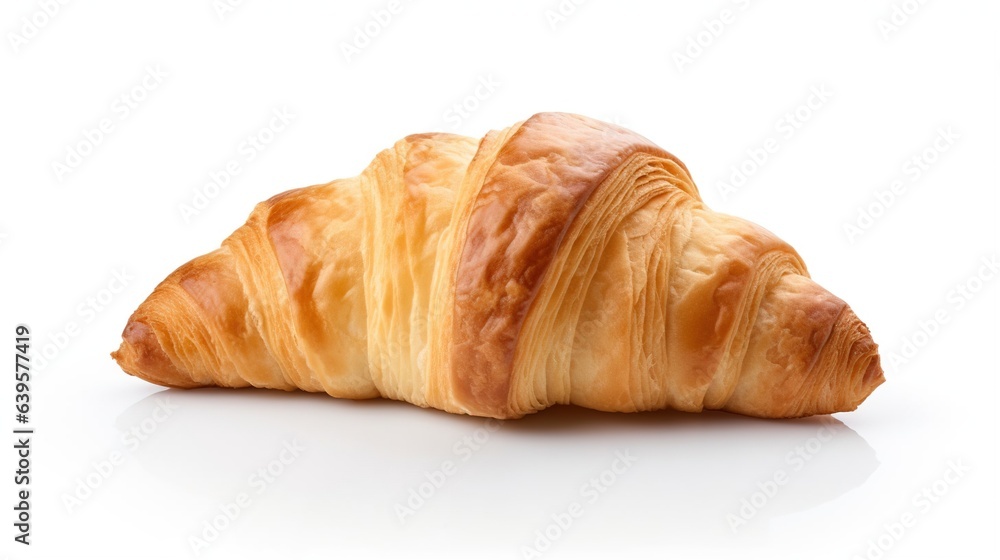 Fresh croissant isolated on white background, delicious food. Created with Generative Ai technology.