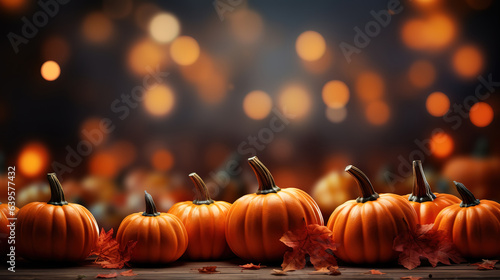 Thanksgiving background with pumpkins. Generative Ai