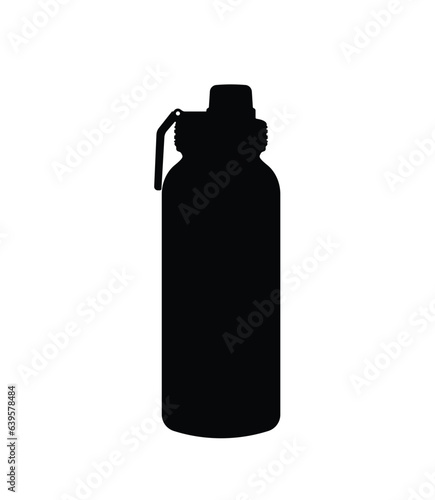 Plastic water bottle with handle silhouette, sport, fitness water bottle icon