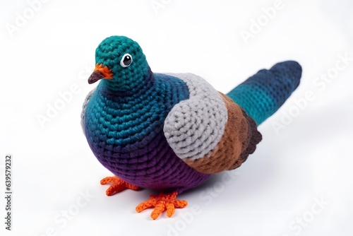 crochet pigeon soft toy isolated on white © Alex Bur