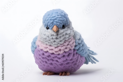 crochet pigeon soft toy isolated on white