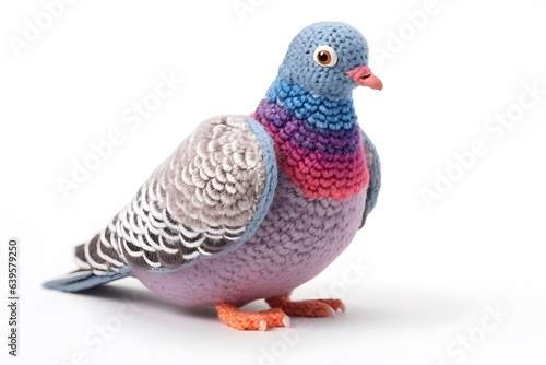 crochet pigeon soft toy isolated on white