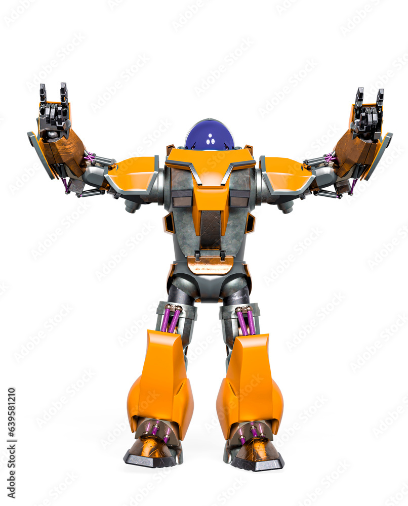 giant robot is doing a heavy metal pose giant robot is doing a heavy metal pose