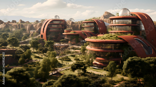 Futuristic ecological university campus