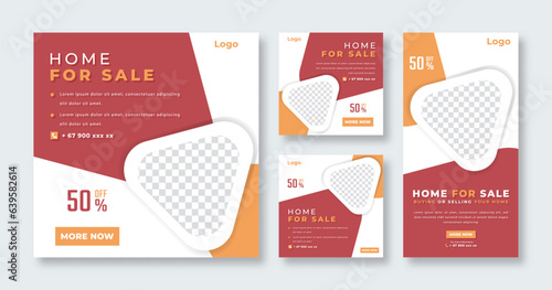 Real Estate Social Media Post for Online Marketing Promotion Banner, Story and Web Internet Ads Flyer