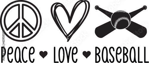Peace Love Baseball T-Shirt Design, Peace Love Baseball SVG T-Shirt Design