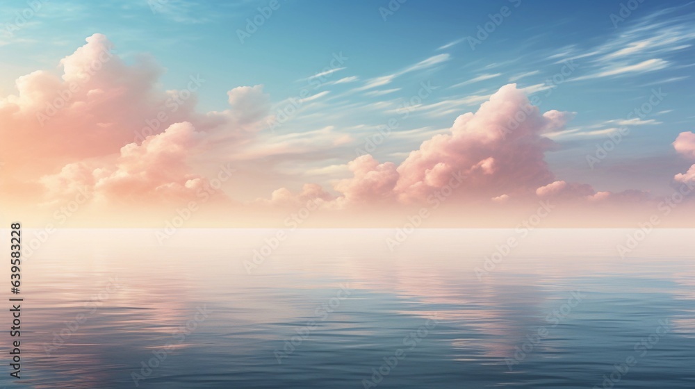 A serene coastal scene with calm waters and a peaceful horizon, leaving space for text near the sky or waterline. AI generated. A serene coastal scene with calm waters and a peaceful horizon, leaving space for text near the sky or waterline. AI generated.