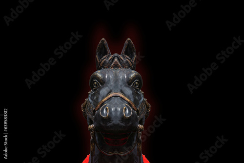 Horse, stone face, isolated background