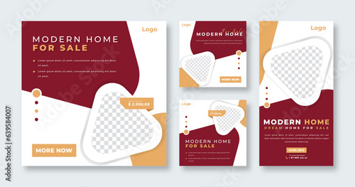 Modern Real Estate Sale Social Media Post for Online Marketing Promotion Banner, Story and Web Internet Ads Flyer