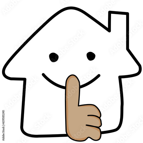 little home character holding hand near mouth silence. Shhh symbol