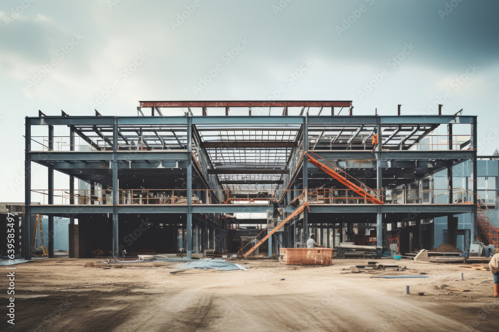 Steel metal frame of a modern building Steel metal frame of a modern building