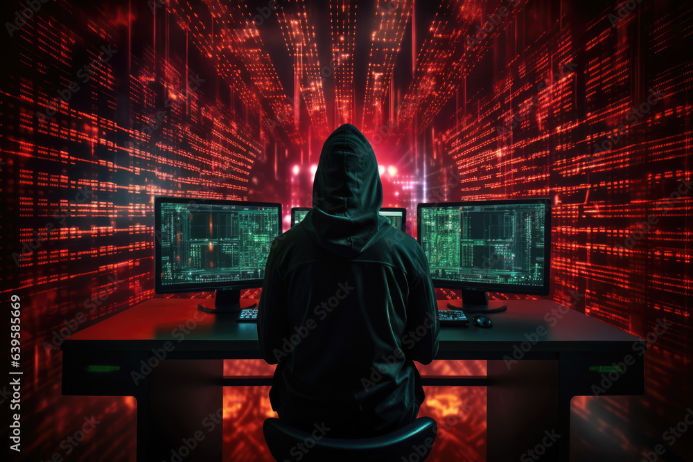 Incognito hacker portrait, internet security concept, virus software Incognito hacker portrait, internet security concept, virus software