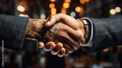 successful handshaking between 2 businessmen after they have good deal connection.  © ANEK
