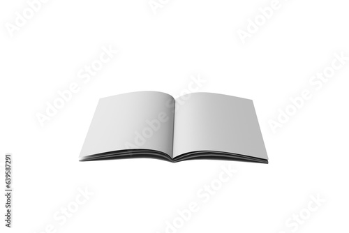 Vector mockup of booklet cover isolated. Opened square magazine, brochure or notebook template on white background. 3d illustration for your design
