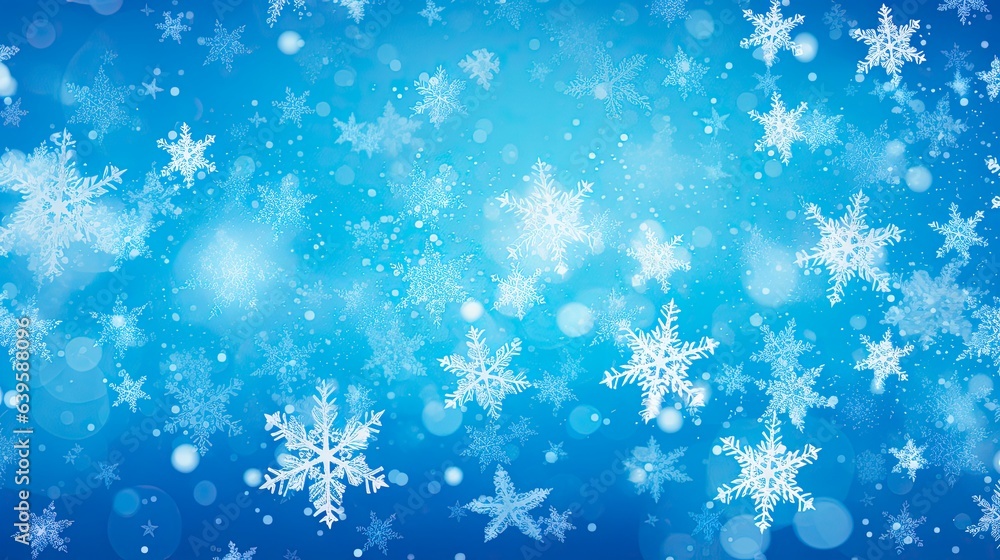 Winter Wonderland Blue Christmas Background With Snowflakes - Abstract Holiday Illustration Featuring Snowflakes, Blue Colors And Cold Weather Inspirations