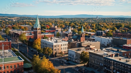 Discover Downtown Utica in Upstate New York: A Scenic Aerial View of Architecture, Finance and Real Estate photo