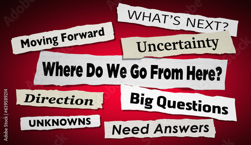 Canvas-taulu Where Do We Go From Here Question News Headlines Whats Next Coming Up 3d Illustr