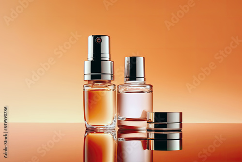 Perfume bottles and accessories background for product presentation with copy space, cosmetic display and mock up