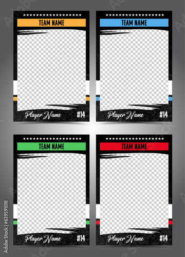 Hockey player trading card frame border template