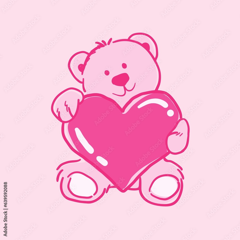 National Teddy Bear Day vector illustration cartoon sweet pink heart background