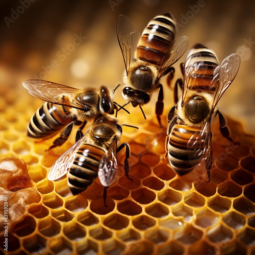 photography of bees with honey and hives illustrations, photo, vector art photo