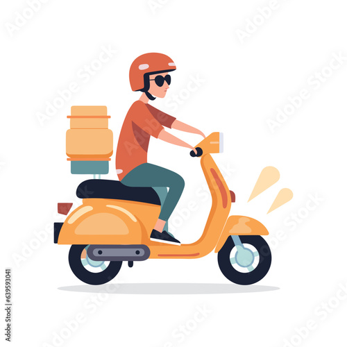 free delivery illustration with scooter bike man cartoon style white background © skyshades