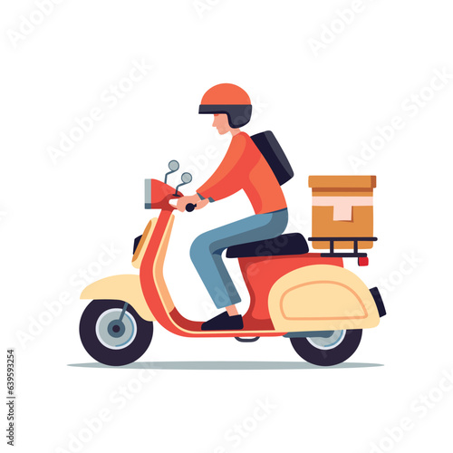 free delivery illustration with scooter rider bike man cartoon style white background © skyshades