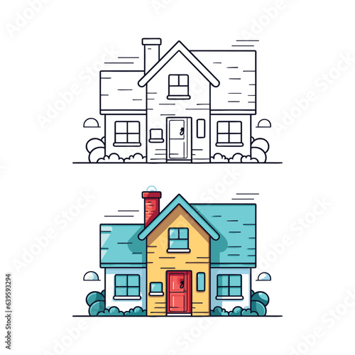 3d flat vector house home real estate logo illustration vector rental property coloring book page