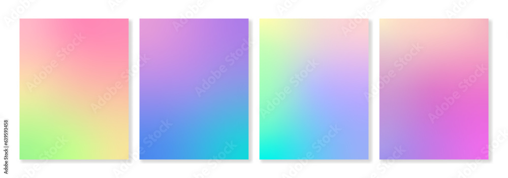 Set of 4 colorful gradient vector backgrounds. For covers, wallpapers, branding, social media and other projects. For web and print.