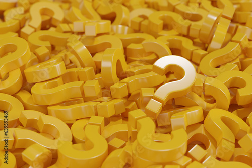 Lots of solid question marks. 3d illustration.