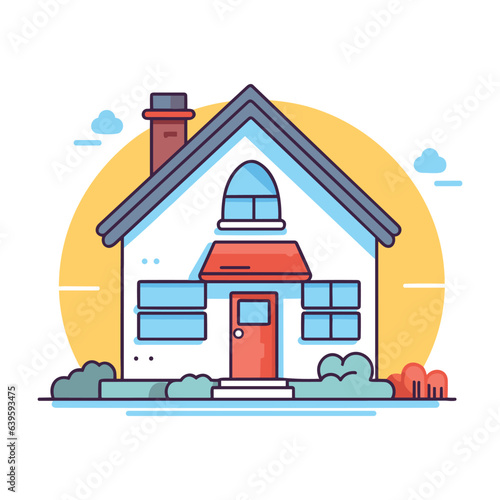 3d flat vector house home real estate logo illustration vector rental property coloring book page
