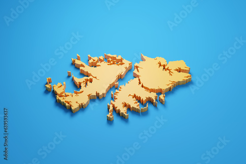 Map of the Falkland Islands in three dimensions. 3d illustration. photo