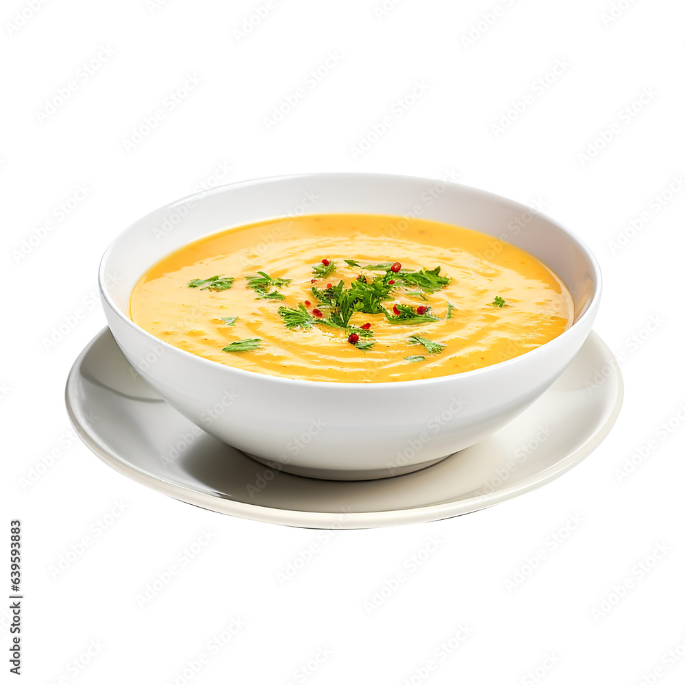 bowl of vegetable soup on white bowl of vegetable soup on white