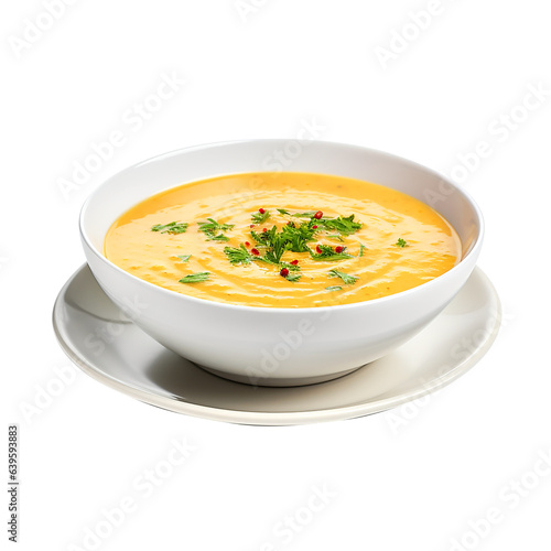 bowl of vegetable soup on white