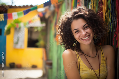 Portrait of a happy smiling Hispanic woman outdoors