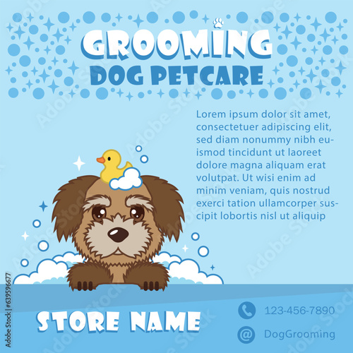 Pet store banner icon vector illustration. Dog grooming on isolated background. Grooming sign concept.