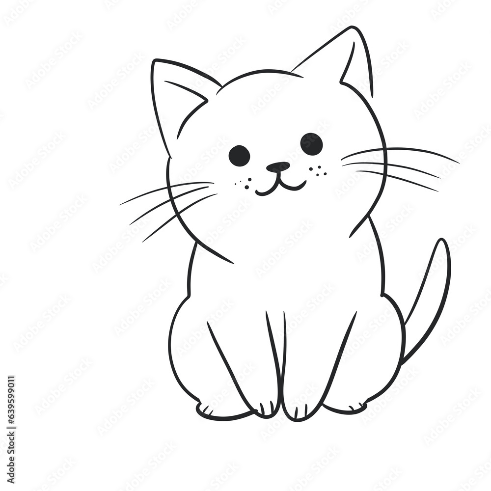 illustration of a cat, cartoon cat illustration of a cat, cartoon cat