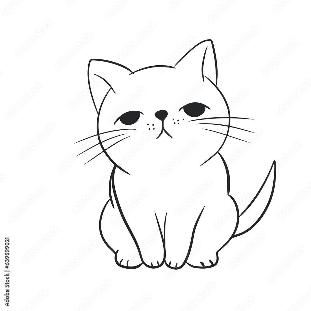 Sad cat, illustration 