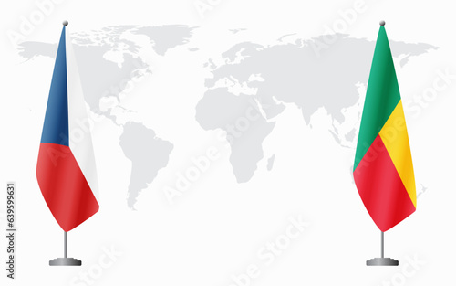 Czech Republic and Benin flags for official meeting