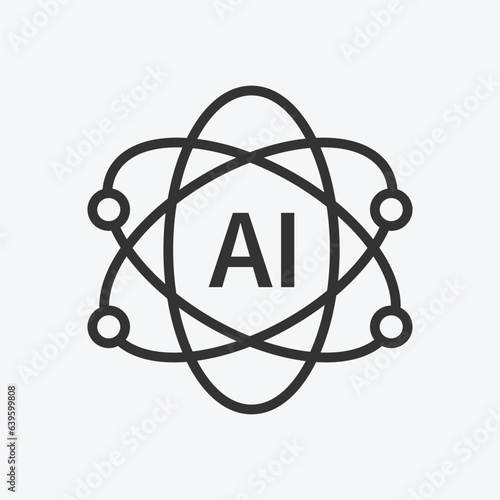 Artificial intelligence icon vector. Linear style sign for mobile concept and web design. Artificial intelligence symbol  vector illustration. Flat vector simple element graphics - vector.