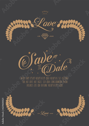 Great gastby Wedding invitation. Save the date. wedding anniversary. Classy wedding greetings. photo