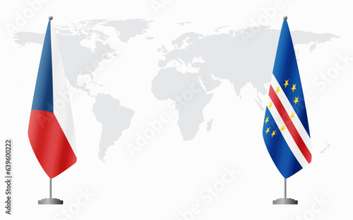 Czech Republic and Cape Verde flags for official meeting