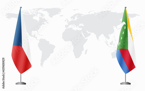 Czech Republic and Comoros flags for official meeting