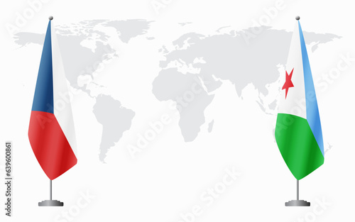 Czech Republic and Djibouti flags for official meeting