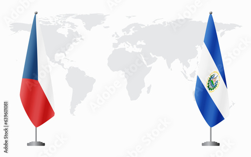 Czech Republic and El Salvador flags for official meeting