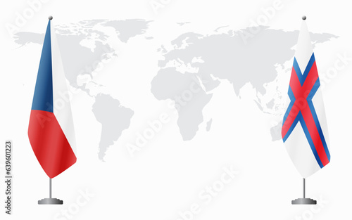 Czech Republic and Faroe Islands flags for official meeting